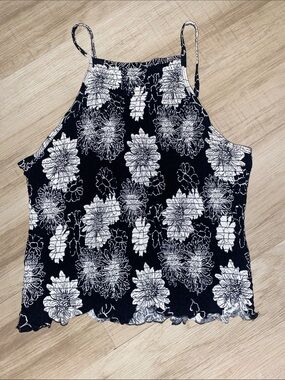 Black & White Floral Halter Cami Top